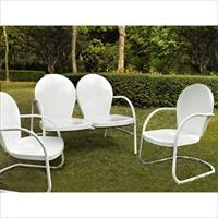 Crosley Furniture Ko10002wh Griffith 3 Piece Metal Outdoor Conversation Seating Set - Loveseat And 2 Chairs In White Finish