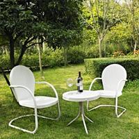 Crosley Furniture Ko10004wh Griffith 3 Piece Metal Outdoor Conversation Seating Set - Two Chairs In White Finish With Side Table In White Finish