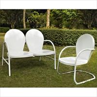 Crosley Furniture Ko10005wh Griffith 2 Piece Metal Outdoor Conversation Seating Set - Loveseat And Chair In White Finish