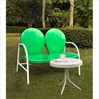 Crosley Furniture Ko10006gr Griffith 2 Piece Metal Outdoor Conversation Seating Set - Loveseat And Table In Grasshopper Green Finish