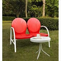 Crosley Furniture Ko10006re Griffith 2 Piece Metal Outdoor Conversation Seating Set - Loveseat And Table In Red Finish