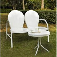 Crosley Furniture Ko10006wh Griffith 2 Piece Metal Outdoor Conversation Seating Set - Loveseat And Table In White Finish
