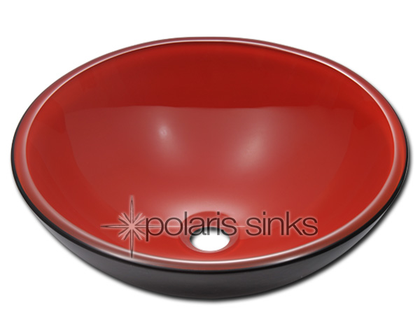 Polaris Sink P606 Red Double Layer Glass Vessel Sink