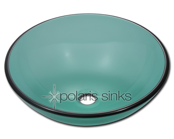 Polaris Sink P106e Emerald Colored Glass Vessel Sink