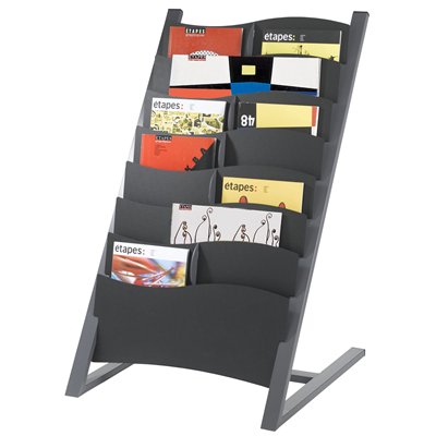 7 Compartment Multi-sizes Floor Literature Display Charcoal