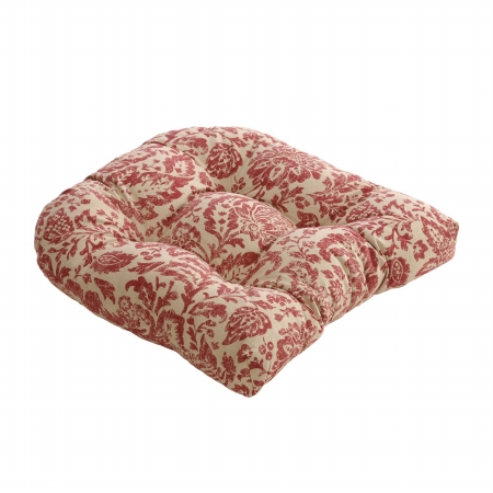 Damask Chair Cushion - Red-tan