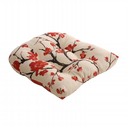 Flowering Branch Chair Cushion In Beige-red