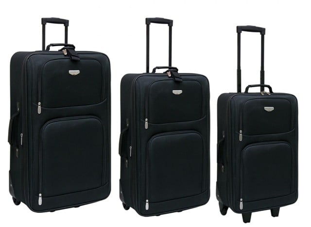 Luggage Genova Collection- 3 Piece Expandable Travelers Set In Black