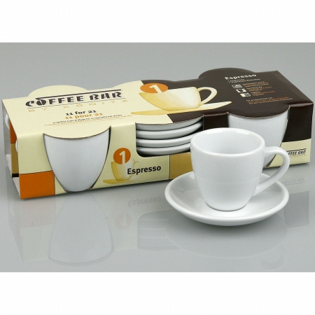 Konitz Coffee Bar Espresso Cups & Saucers, Set of 4