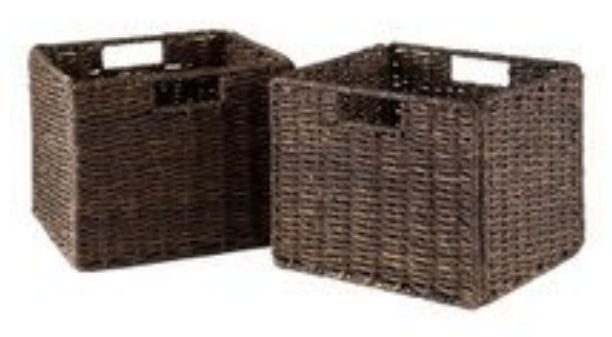 38211 Granville Foldable 2-pc Small Corn Husk Baskets Chocolate