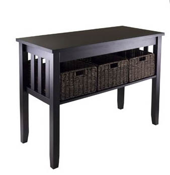 92452 Morris Console Hall Table With 3 Foldable Baskets