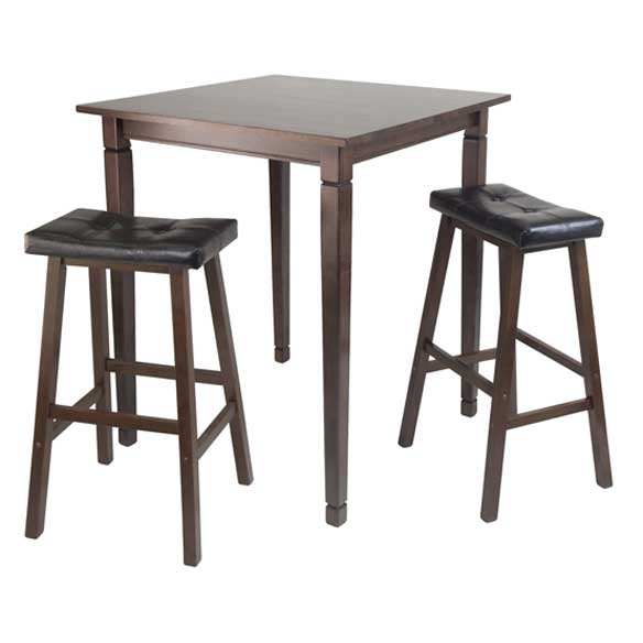 3pc Kingsgate High- Pub Dining Table With Cushioned Saddle Stool