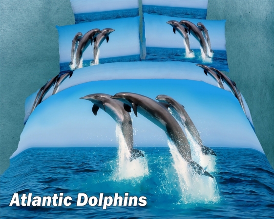 Dolce Mela Dm425k Beach House Bedding King Size Egyptian Cotton Duvet Cover Set Atlantic Dolphins Dolce Mela