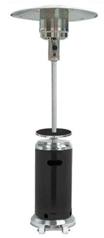 87 In. Tall Stainless Steel- Black Patio Heater With Table
