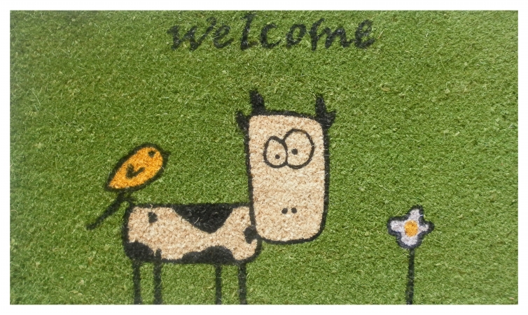 Home & More 12016 Coir And Vinyl Cute Cow Doormat