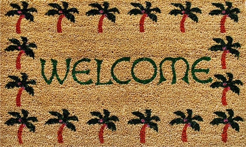 12040 Palm Tree Border Welcome Doormat
