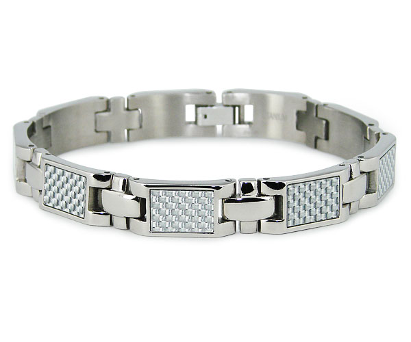 B20059w Titanium Bracelet With White Carbon Fiber