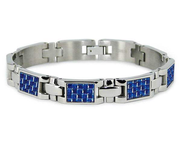 B20059bl Titanium Bracelet With Blue Carbon Fiber