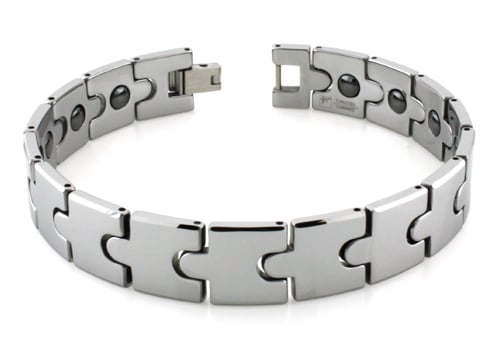 B10056m Tungsten Carbide Puzzle Link Bracelet With Magnet
