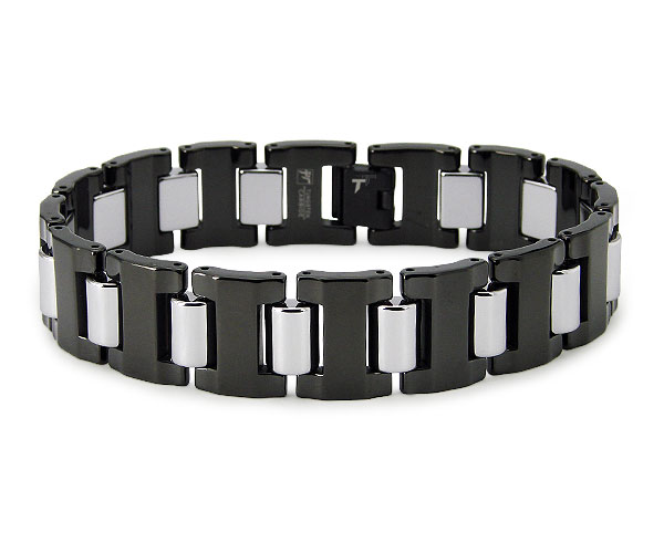 B12026 Two Tone Black Tungsten Bracelet