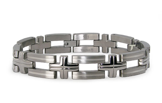 B20052 Titanium Bracelet With Sterling Silver Inlay
