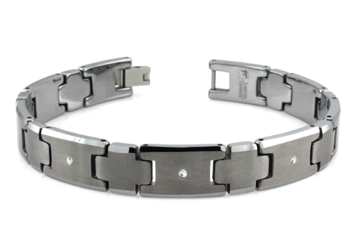 B11023d Tungsten 0.03ctw Diamond Bracelet