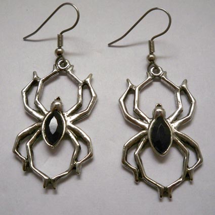 UPC 803853002012 product image for Jpi Inc. 952B Spider Earrings with Black Accent Stones Silver Antique | upcitemdb.com