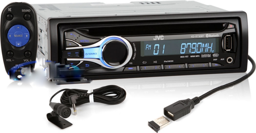 JVC MOBILE COMPANY OF AMERIC KDR730BT InDash CDMP3WMA Receiver with Front AUXUSB#44; Variable Color Illumination and iPod and Pandora Control
