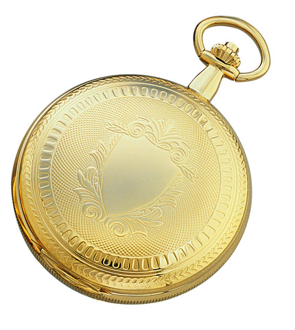 3909-g Gold-plated Brass Hunter Case Mechanical Pocket Watch