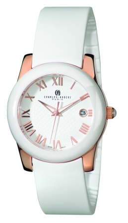 6888-wrg Womens Rose Gold-plated Stainless Steel White Ceramic Bezel Quartz Watch