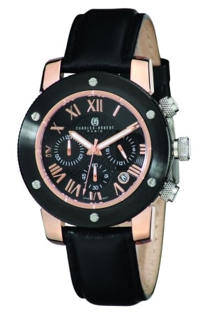 3893-brg Mens Rose Gold-plated Stainless Steel Black Dial Chronograph Watch