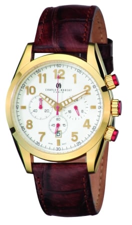 3895-g Mens Gold-plated Stainless Steel White Dial Chronograph Watch