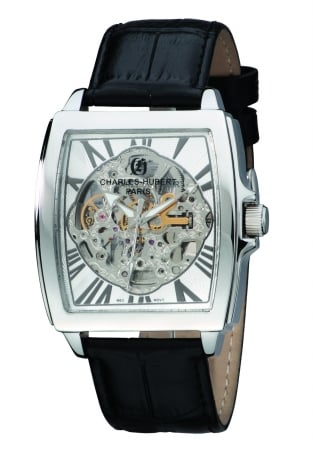 3888-b Mens Stainless Steel Skeleton Dial Automatic Watch