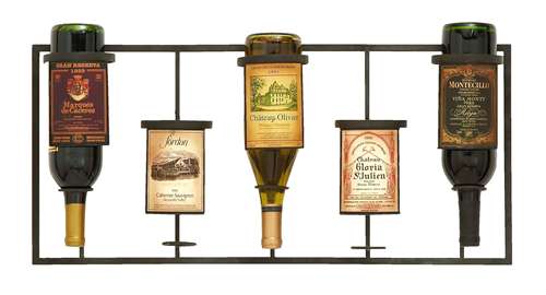 56015 Wine Label Themed Wine Rack With 5 Slots