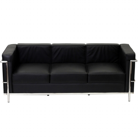 East End Imports EEI128BLK Le Corbusier LC2 Sofa in Genuine Black Leather