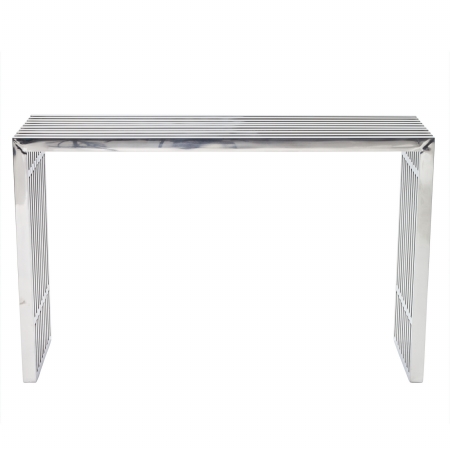 Eei-779-slv Gridiron Stainless Steel Console Table