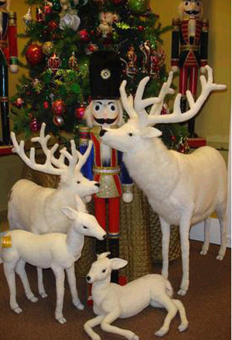 Hansa 5924 48 in. Tall Deer Plush Stuffed Animal - White