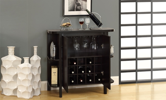 I 2545 Cappuccino 36 In. Bar Unit With Bottle And Glass Storage