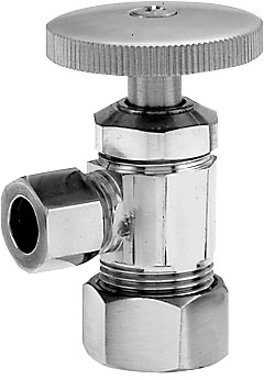 D105-07 Angle Stop With .63 In. Od Inlet - Round Handle - Satin Nickel