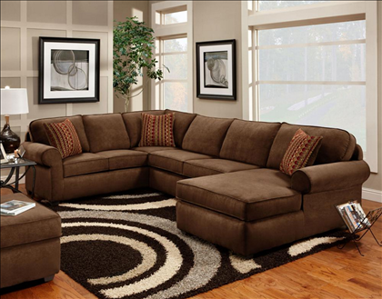 Chelsea Home Furniture 477070SECFS Vera Sectional Sofa in Flatsuede Chocolate