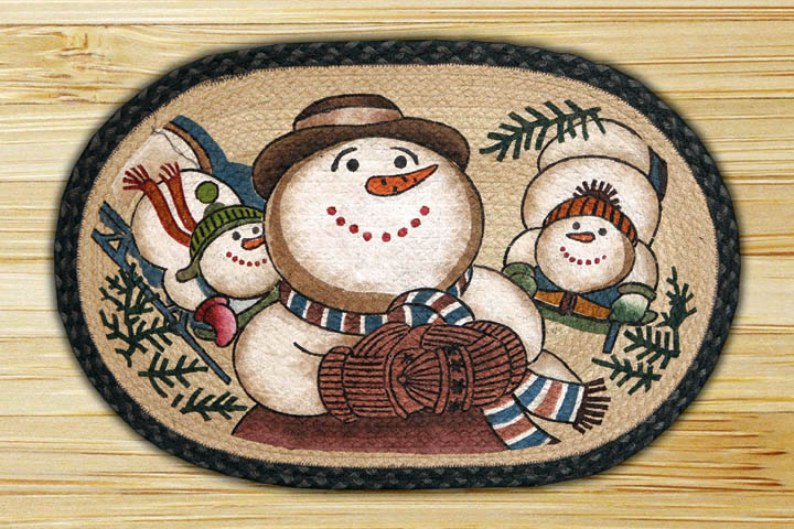Capitol Importing 891049 Snowman Sledding  20 in. x 30 in. Licensed Art Print Oval