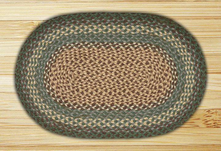Capitol Importing Dark Green - 20 In. X 30 In. Oval Braided Rug