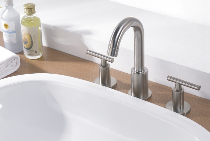 Dawn Kitchen & Bath Ab16 1513bn 3-hole Widespread Lavatory Faucet With Lever Handles - Brushed Nickel