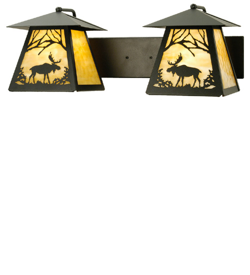 100846 24 In. W Moose At Dawn 2 Light Wall Sconce