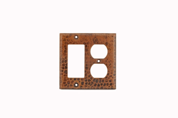 Scor Copper Combination Switchplate With 2 Hole Outlet And Ground Fault-rocker Gfi Cover