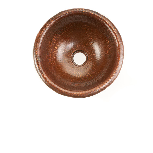 Lr12rdb Small Round Self Rimming Hammered Copper Sink
