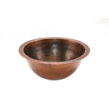 Lr14fdb Small Round Under Counter Hammered Copper Sink - Oil Rubbed Bronze