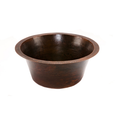 Br16db2 16 In. Round Hammered Copper Bar Sink With 2 In. Drain Size - Oil Rubbed Bronze
