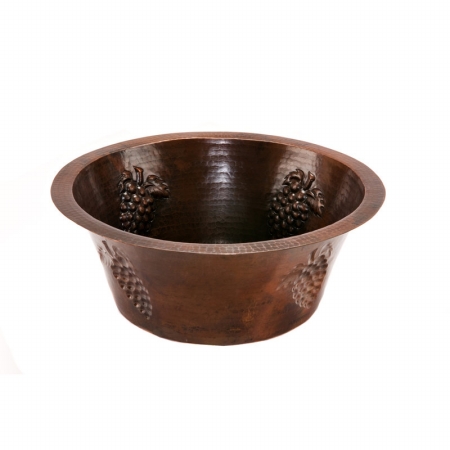 Br16gdb2 16 In. Round Copper Bar Sink With Grapes And 2 In. Drain Size - Oil Rubbed Bronze