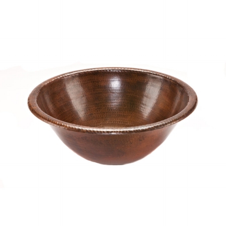 Lr17rdb Round Self Rimming Hammered Copper Sink - Oil Rubbed Bronze